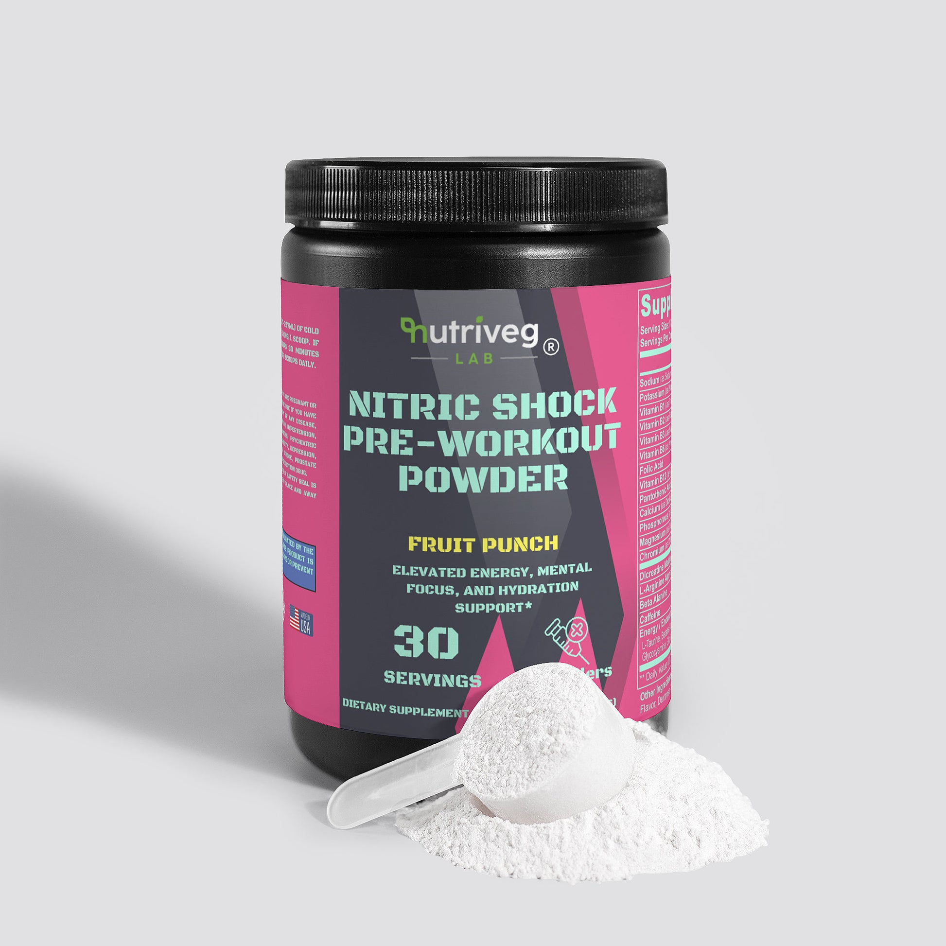 Nitric Shock Pre-Workout Powder – Fruit Punch Flavor