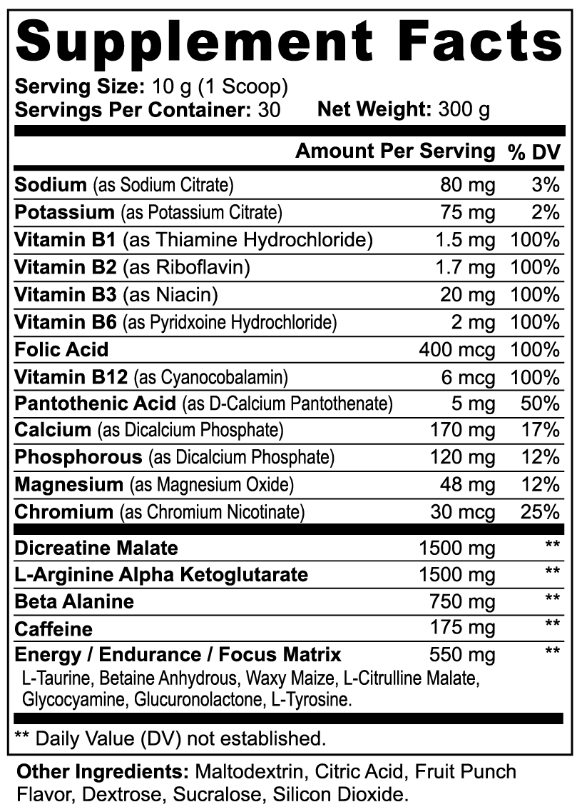 Nitric Shock Pre-Workout Powder – Fruit Punch Flavor